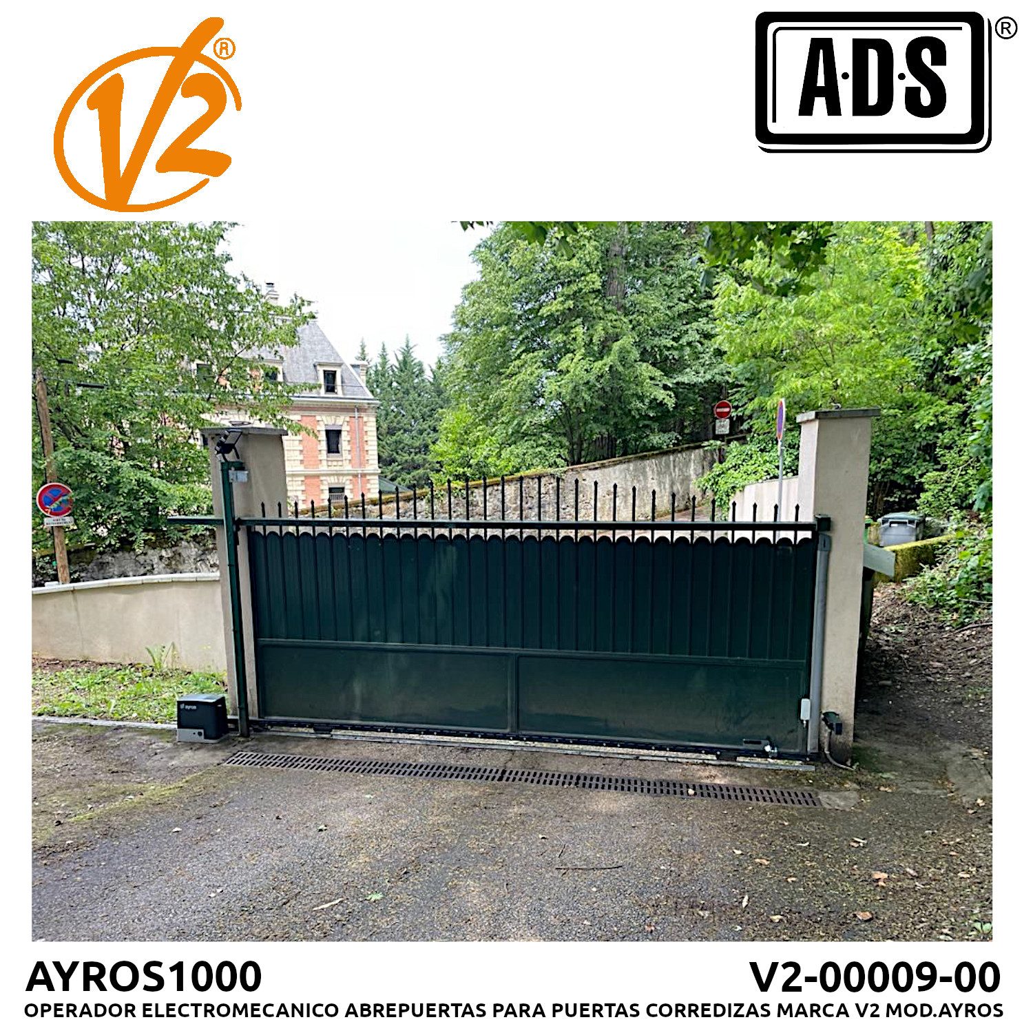 AYROS1000 V2-00009-00 OPERADOR CORREDIZO 6.0X1000K AYROS 24VDC MARCA V2